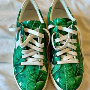 DOLCE & GABBANA BANANA LEAF PRINT SNEAKERS PORTOFINO LEMON MAJOLICA 38